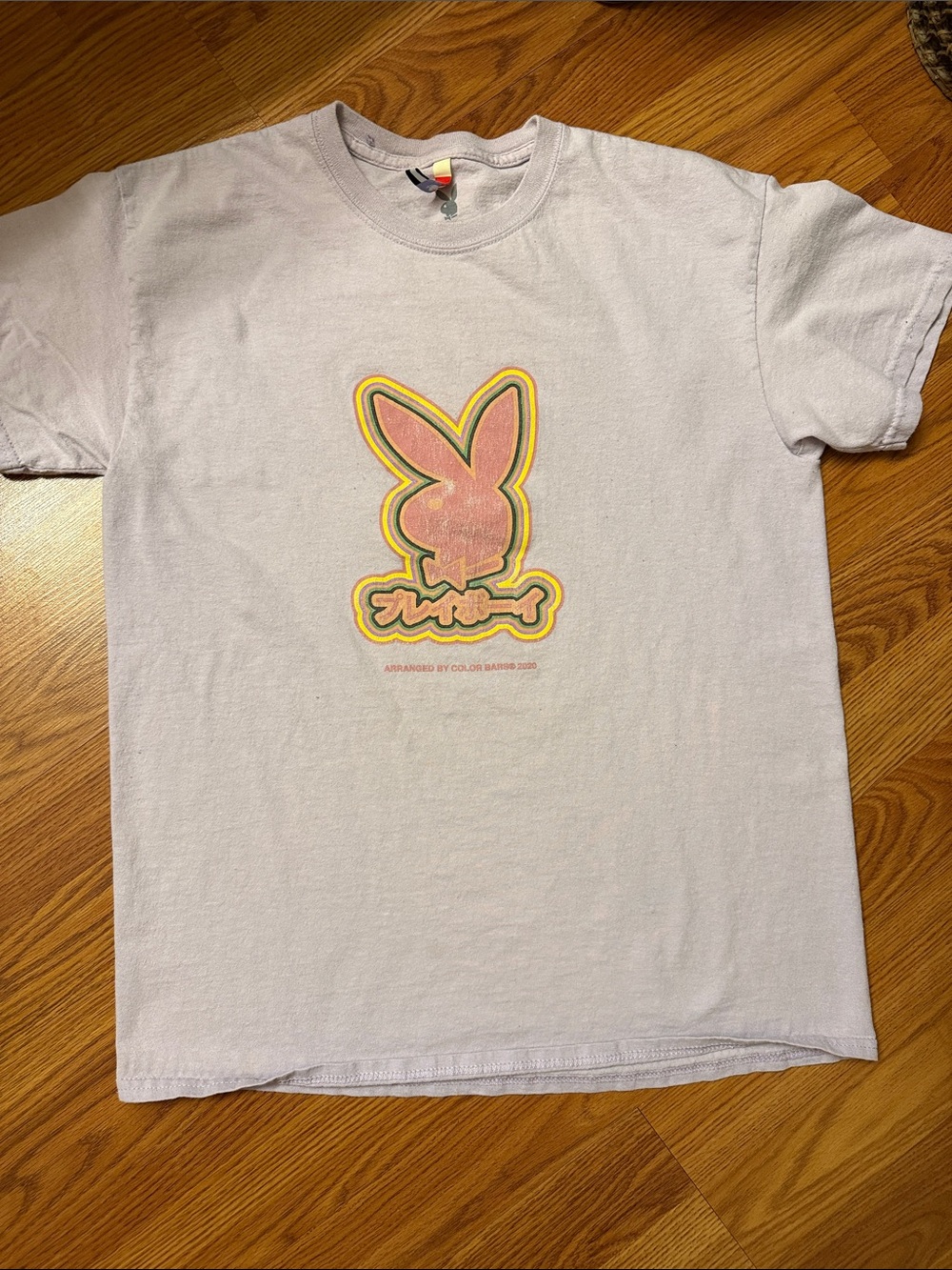 PLAYBOY Lavender Short Sleeve Tee with Pink Bunny Graphic